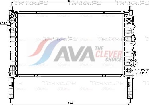 Радиатор охлаждения двигателя AVA ** CLEVER FIT ** для Opel Mokka I 2012-2026. Артикул OL2747