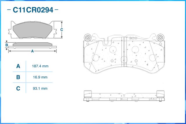 Колодки тормозные передние (Low Metallic) (Cworks). Артикул C11CR0294