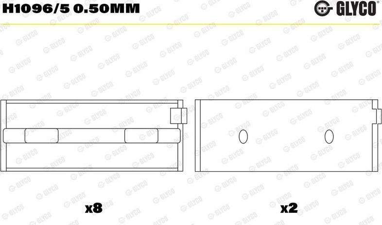 Вкладыши коренные Glyco для Alfa Romeo Spider II 1995-2005. Артикул H1096/5 0.50mm