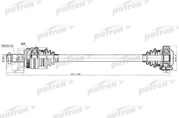 Полуось (привод в сборе, приводной вал) Patron. Артикул PDS0236