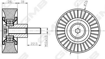 Направляющий (ведущий) ролик ремня ГРМ GMB. Артикул GTC0440
