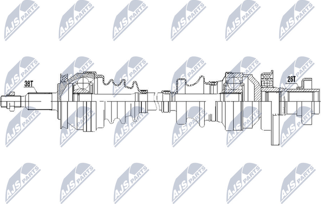 Полуось (привод в сборе, приводной вал) NTY передняя правая для Volkswagen Multivan T5 2003-2015. Артикул NPW-VW-101