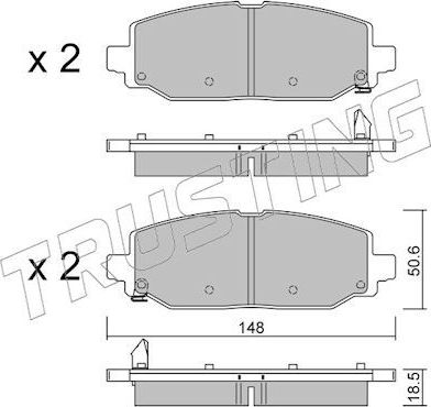 Тормозные колодки Trusting для Jeep Wrangler IV (JL) 2017-2026. Артикул 1335.0
