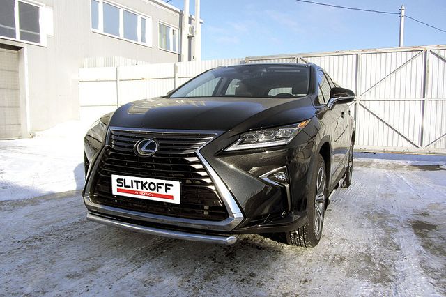 Защита Slitkoff переднего бампера d57 короткая для Lexus RX350 IV 2015-2026. Артикул LRX15-003