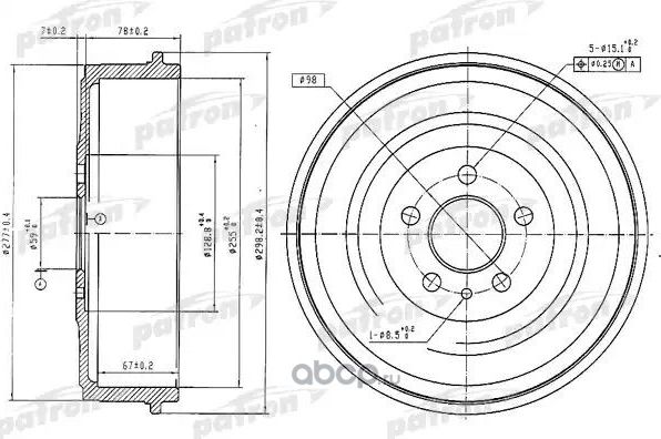 Тормозной барабан Patron задний для Fiat Ulysse I 1994-2002. Артикул PDR1223