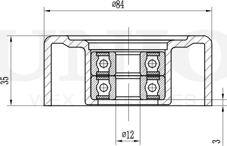 Ролик поликлинового ремня натяжной (Unio). Артикул TNS-10286