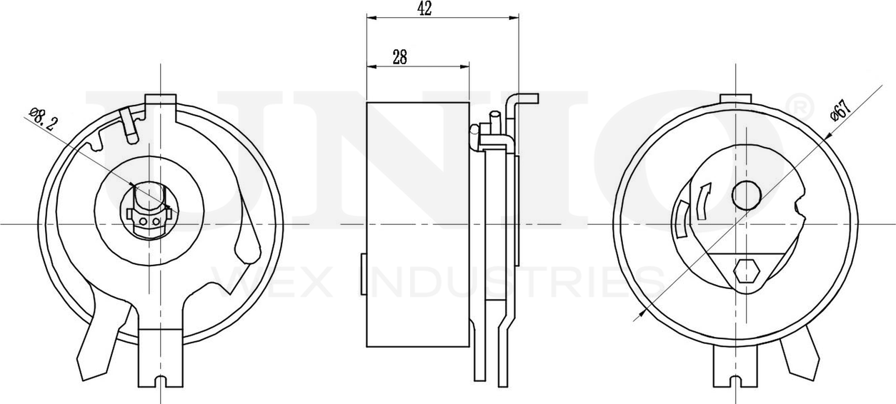 Ролик зубчатого ремня ГРМ натяжной (Unio). Артикул TNS-10004