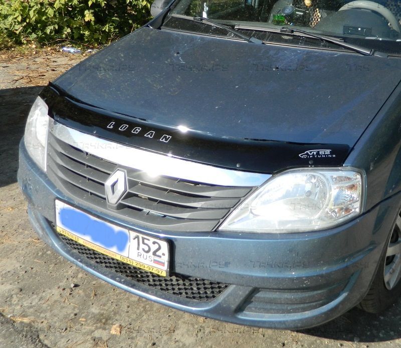 Дефлектор VT52 для капота Renault Logan I 2004-2013. Артикул RL01VT