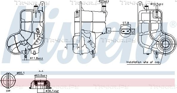 Расширительный бачок Nissens (полимерный материал) для Audi A6 III (C6) 2004-2011. Артикул 996288