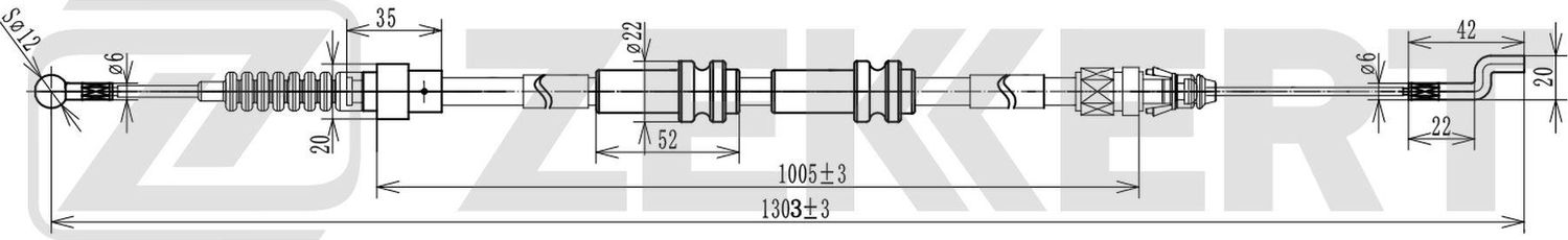 Трос ручника (тросик ручного тормоза) Zekkert. Артикул BZ-1083