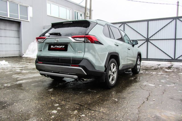 Защита Slitkoff заднего бампера d57 для Toyota RAV4 V 2018-2026 Серебристая. Артикул TR419-005S