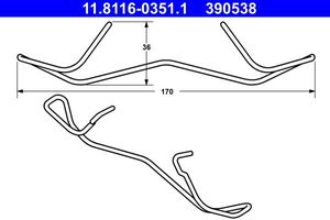 Пружина тормозного суппорта ATE передний для Volkswagen Caddy III 2004-2015. Артикул 11.8116-0351.1