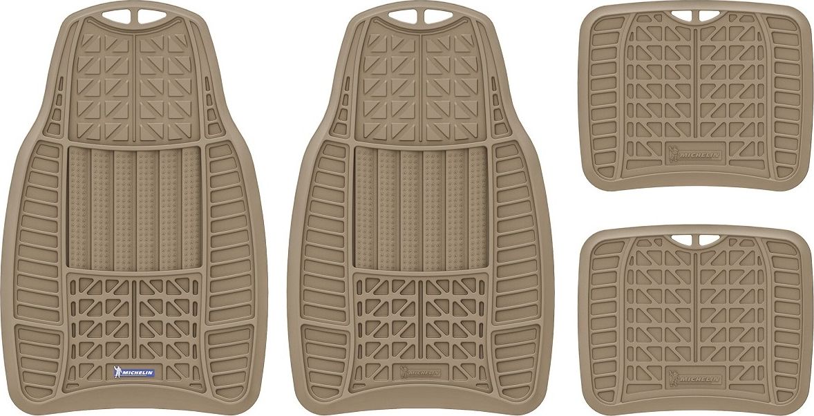 Коврики салона MICHELIN универсальные, 4 шт., с линиями отреза, бежевые. Артикул 965-TAN