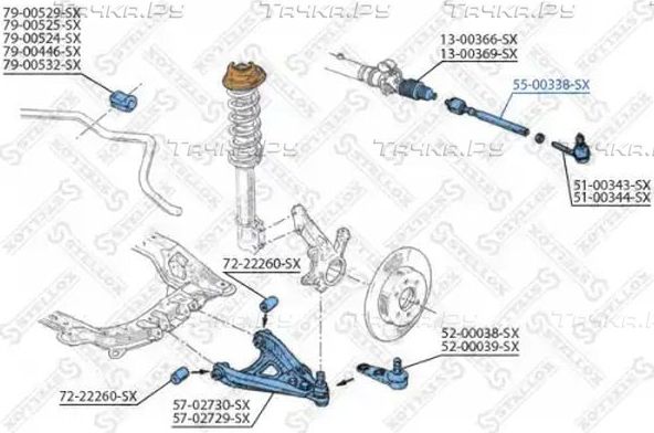Рулевая тяга Stellox правая/левая для Renault 19 I 1988-1994. Артикул 55-00338-SX
