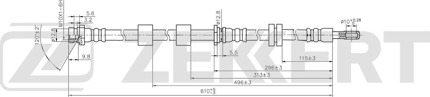 Тормозной шланг Zekkert. Артикул BS-9565