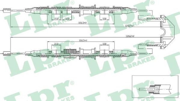 Трос ручника (тросик ручного тормоза) LPR задний для Opel Astra G 1998-2009. Артикул C0536B