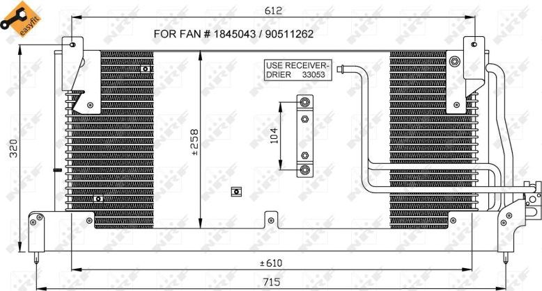 Радиатор кондиционера (конденсатор) NRF (алюминий). Артикул 35218