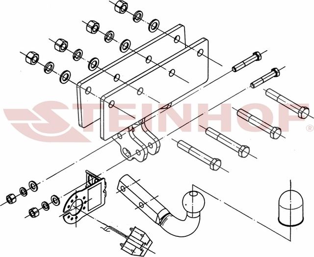 Фаркоп Steinhof для Jeep Grand Cherokee WK (WH) Limited, Laredo, Overland 2004-2010. Артикул J-050/1