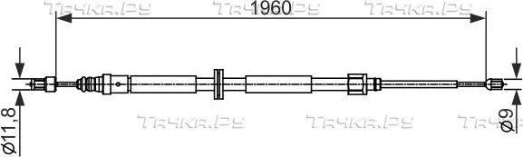 Трос ручника (тросик ручного тормоза) Bosch. Артикул 1 987 482 432