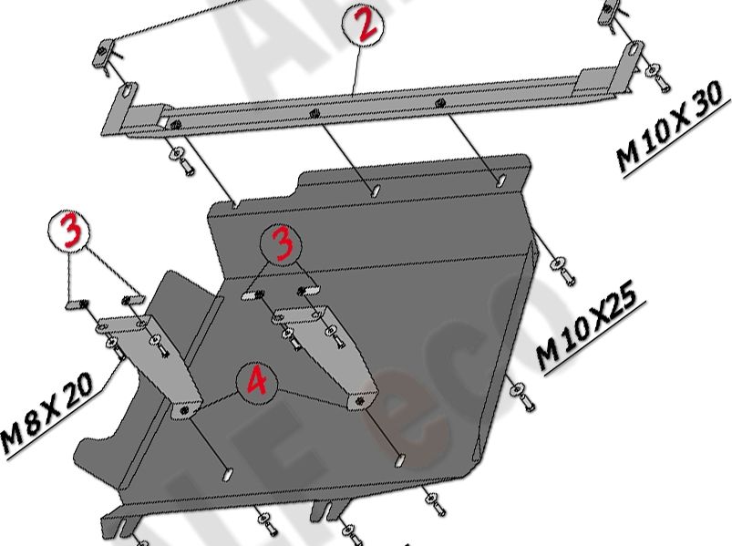 Защита алюминиевая Alfeco для бензобака Peugeot Boxer 2006-2026. Артикул ALF.17.11 AL4