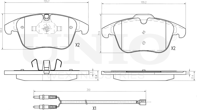 Колодки тормозные дисковые, комплект (Unio). Артикул BRP-20148