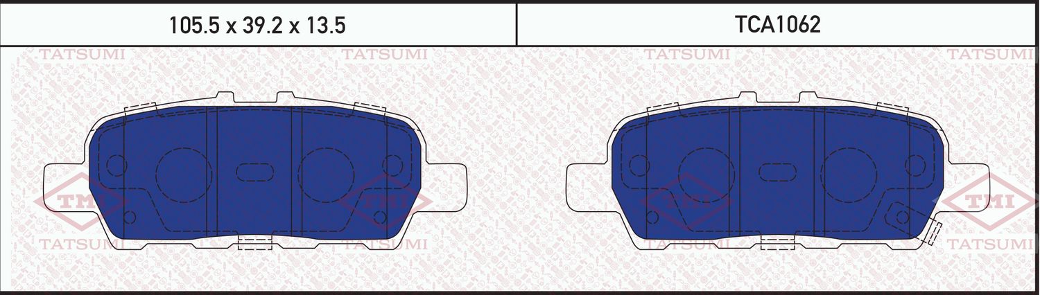 Колодки тормозные INFINITY/NISSAN FX35/37/45/QASHQAI/X-TRAIL 03- задн. (Tatsumi). Артикул TCA1062