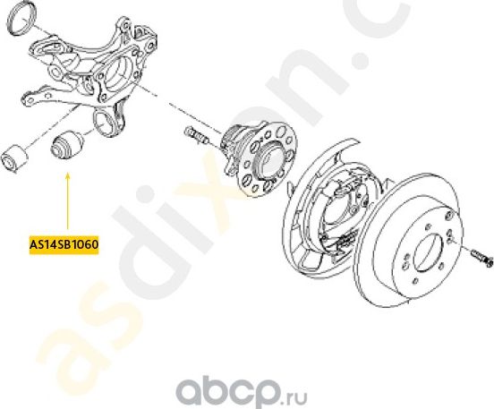 Сайлентблок задней цапфы 55130-4D000 (A.s.dixon). Артикул AS14SB1060