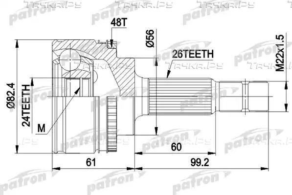 Шрус наружный (граната) Patron для Toyota Avensis I 1999-2003. Артикул PCV3445