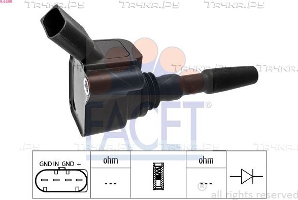 Катушка зажигания Facet OE Equivalent для Volkswagen Caddy IV 2015-2020. Артикул 9.6499