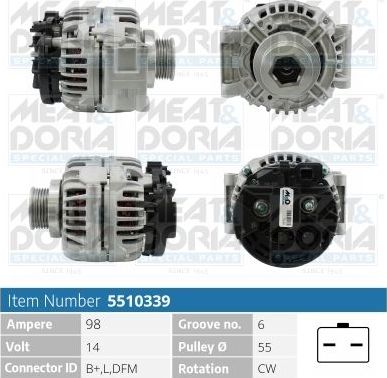 Генератор Meat & Doria для Renault Clio III 2005-2014. Артикул 5510339