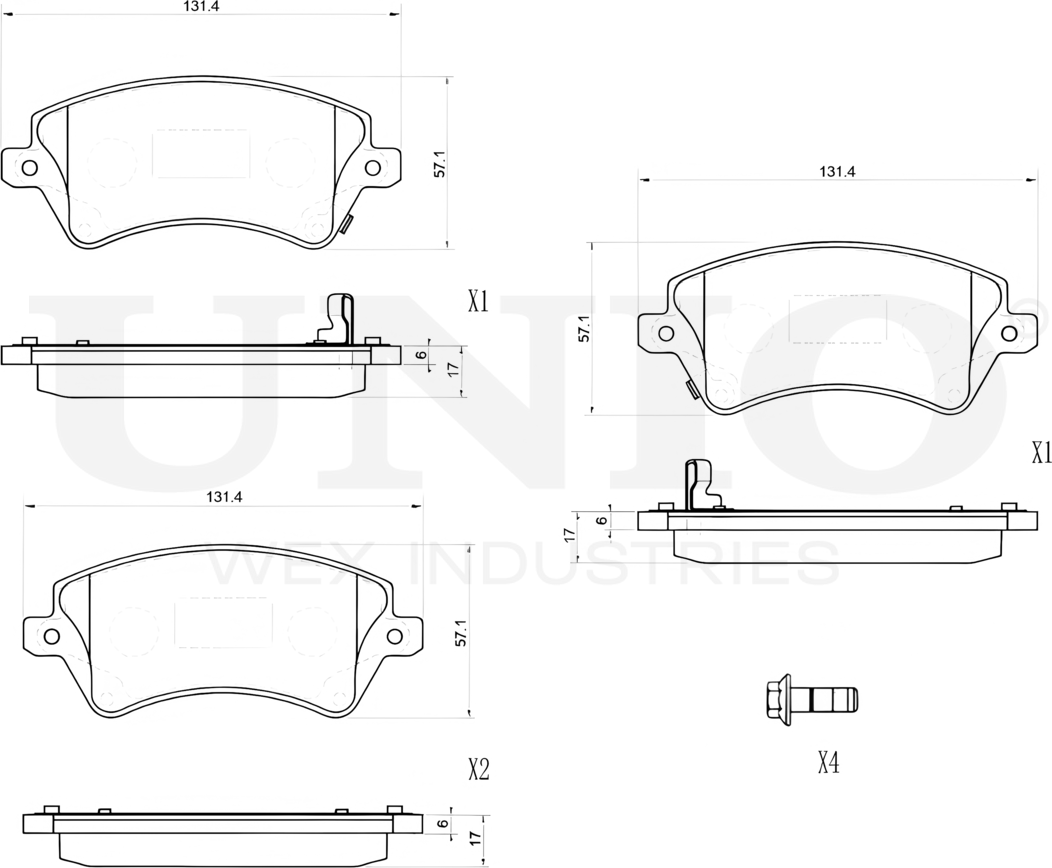 Колодки тормозные дисковые, комплект (Unio). Артикул BRP-20384