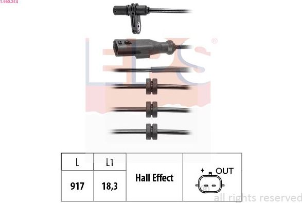 Датчик ABS EPS Made in Italy - OE Equivalent. Артикул 1.960.254