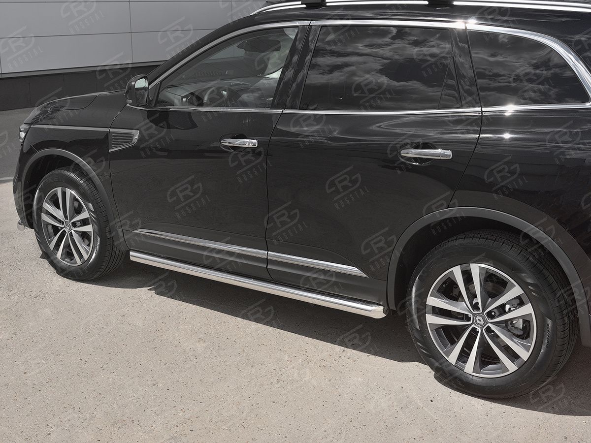 Защита порогов RusStal труба d63 (вариант 1) для Renault Koleos II 2016-2026. Артикул RKT-0029721