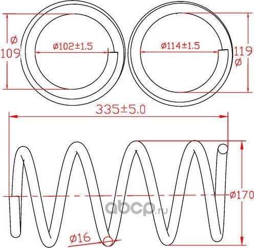 Пружина подвески передней Citroen Jumper 250/290, Peugeot Boxer, L335-D170-t16 (Zikmar). Артикул Z48147R