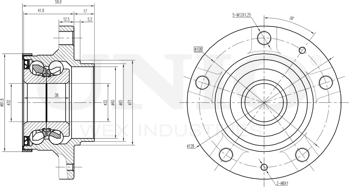 Ступица колеса с интегрированным подшипником (Unio). Артикул HUB-20070