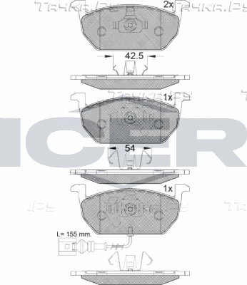Тормозные колодки Icer передние для Volkswagen Golf VII 2012-2026. Артикул 182189