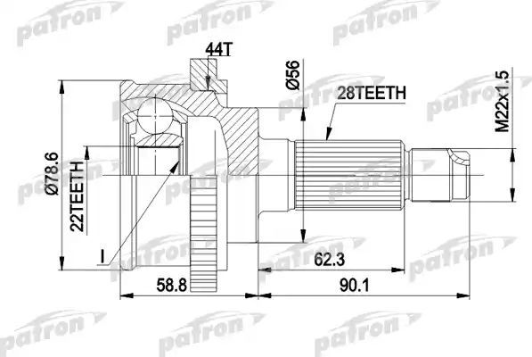 Шрус наружный (граната) Patron для Mazda Xedos 6 1992-1999. Артикул PCV3850A
