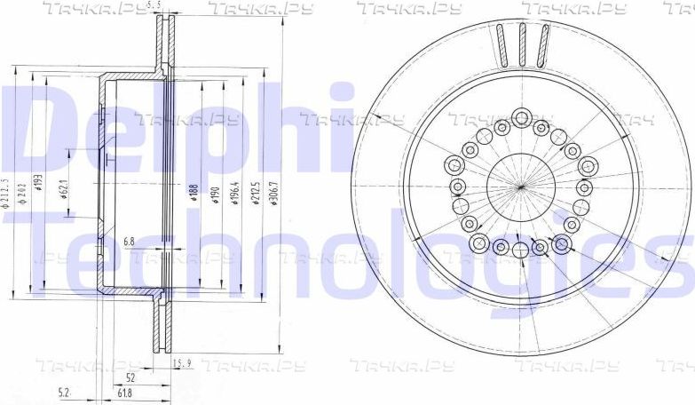 Тормозной диск Delphi задний для Toyota Crown IX (S140) 1991-1999. Артикул BG3230
