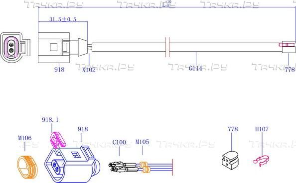 Датчик износа тормозных колодок  Sangsin Hi-Q. Артикул SWS2802