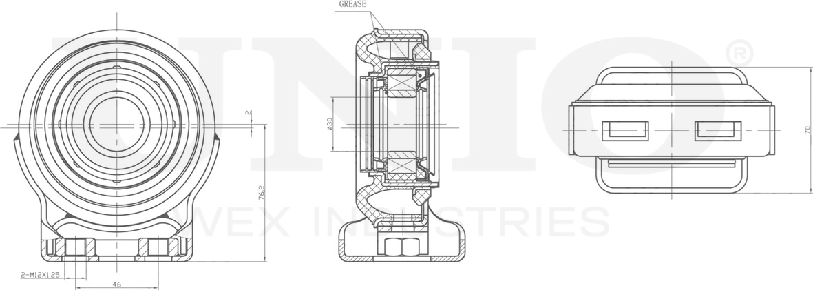 Подшипник подвесной карданного вала (Unio). Артикул RMP-15177