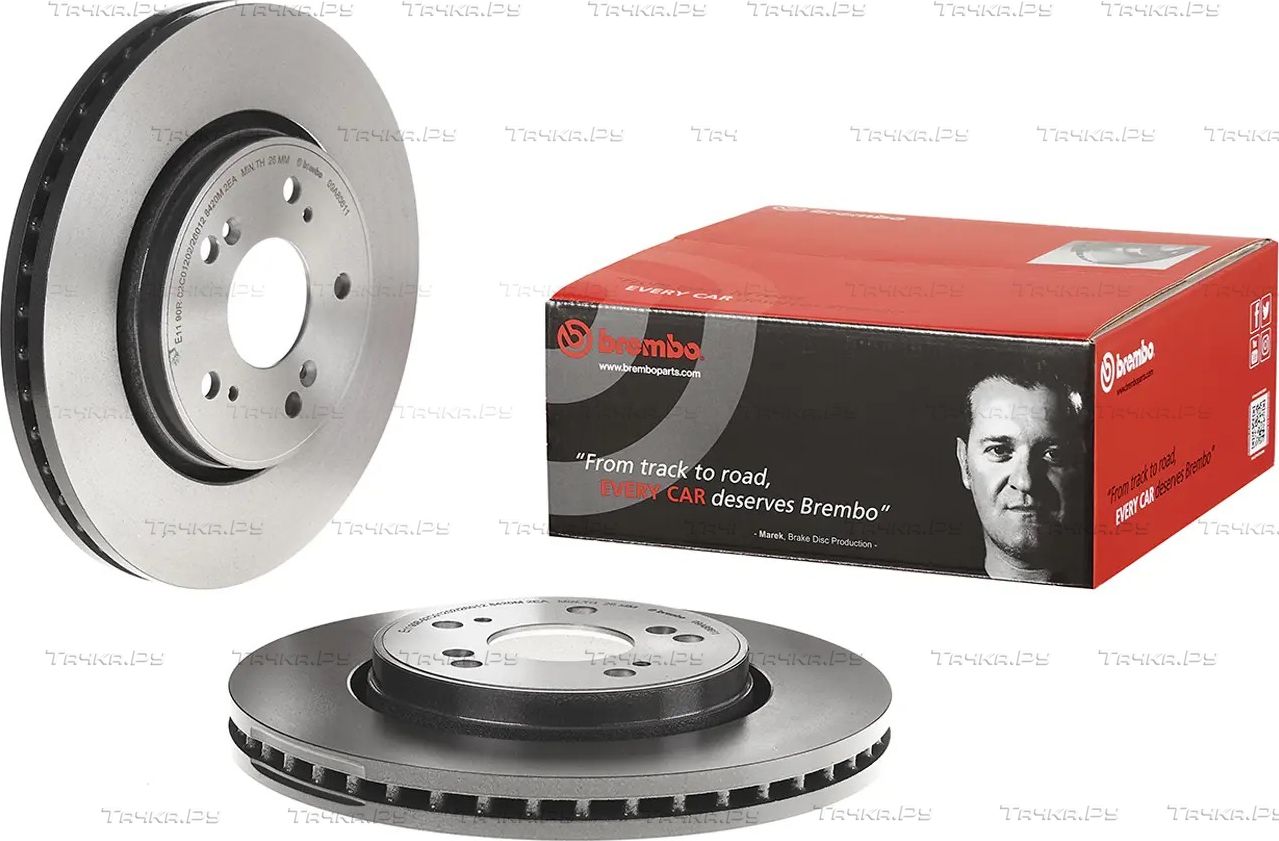 Тормозной диск Brembo UV Coated передний для Honda CR-V III 2006-2012. Артикул 09.A866.11