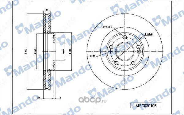 Диск тормозной HYUNDAI Grandeur (05-) KIA Opirus (06-) передний (1шт.) MANDO. Артикул MBC030195
