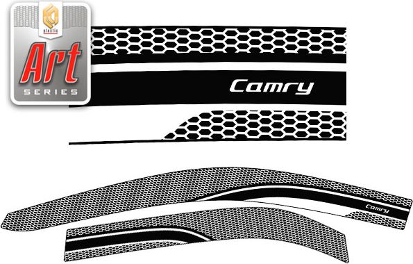 Дефлекторы СА Пластик для окон (Серия Art черная) Toyota Camry  2014–2018. Артикул 2010031510575