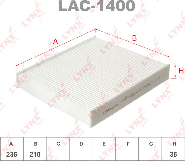 Салонный фильтр LYNXauto. Артикул LAC-1400