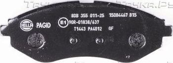 Тормозные колодки Hella передние для Daewoo Kalos 2002-2007. Артикул 8DB 355 011-251