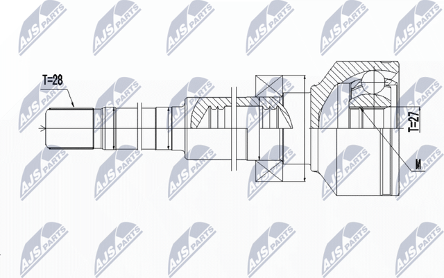 Шрус внутренний (граната) NTY передний правый для Volvo XC90 I 2009-2014. Артикул NPW-VV-097