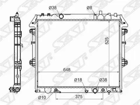 Радиатор TOYOTA HILUXVIGOFORTUNER 1KD2KD 04- ле (SAT). Артикул TY001430