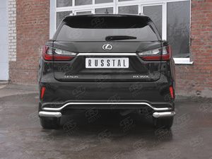 Защита RusStal заднего бампера уголки d63 секции для Lexus RX 350L (кроме F-Sport) 2018-2025. Артикул LRX3Z-003229