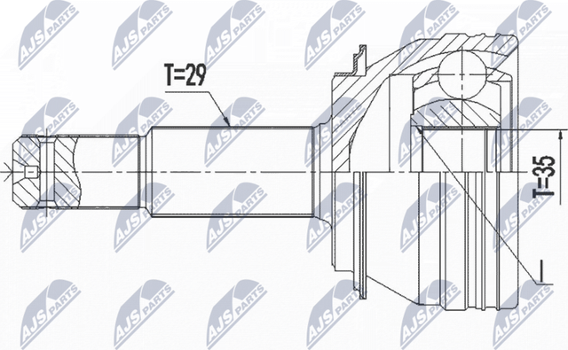 Шрус внутренний (граната) NTY передний для Nissan X-Trail T32 2014-2026. Артикул NPZ-NS-096