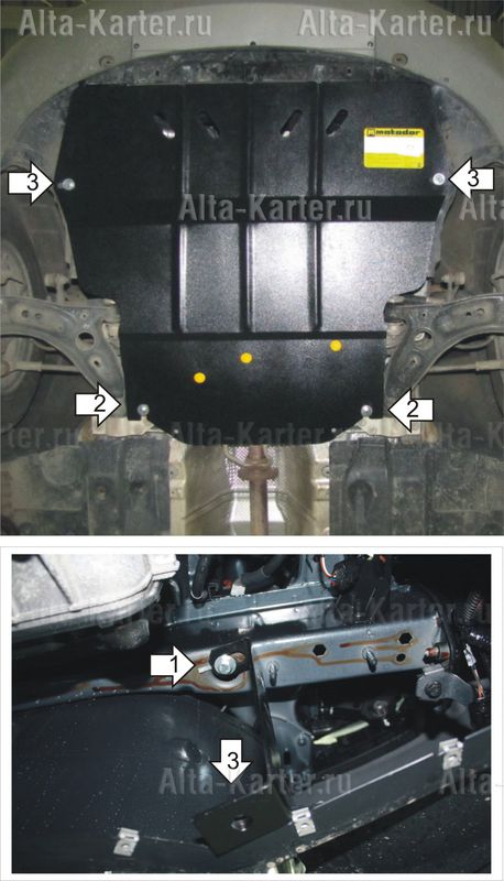 Защита Мотодор для картера, КПП Seat Leon II 2005-2012. Артикул 02718